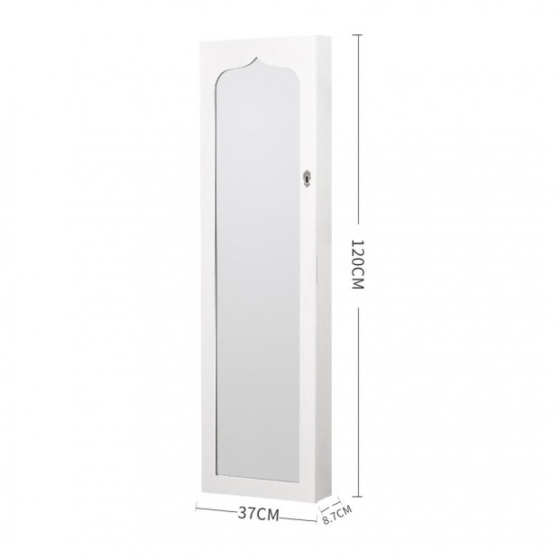 Jewellery Cabinet Mirror Mirrored Organizer Box Stand White Image 3