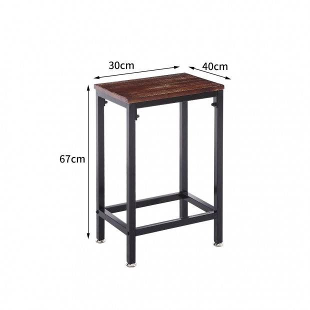 2x Bar Stools Stool Kitchen Wooden Black Chair Dining Metal Barstools Image 3