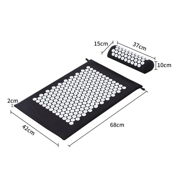 Acupressure Mat Yoga Massage Pain Stress Relax Black 68 x 42cm Image 3