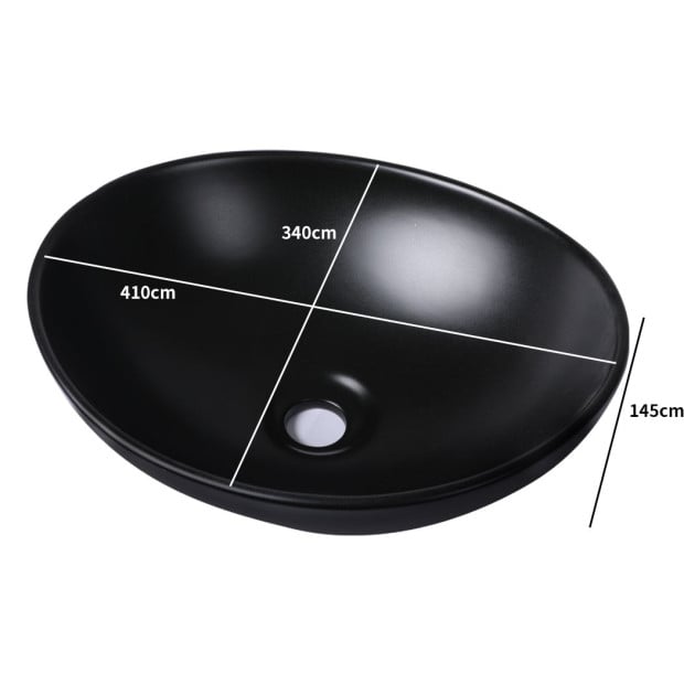 Wash Basin Oval Ceramic Hand Bowl Bathroom Sink Vanity Matte Black Image 3