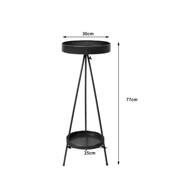 Plant Stand 2 Tiers Outdoor Indoor Metal Flower Pots Rack Garden Black Image 3