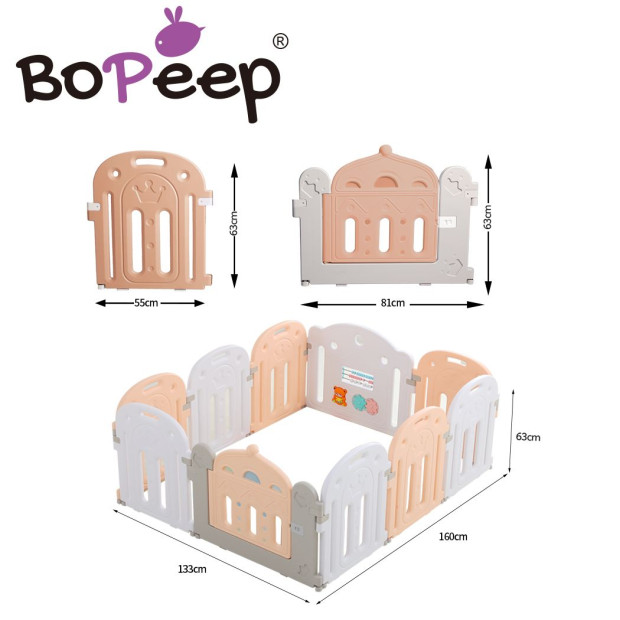 BoPeep Kids Baby Playpen Safety Gate Toddler Fence 10 Panel with Music Toy Pink Image 3