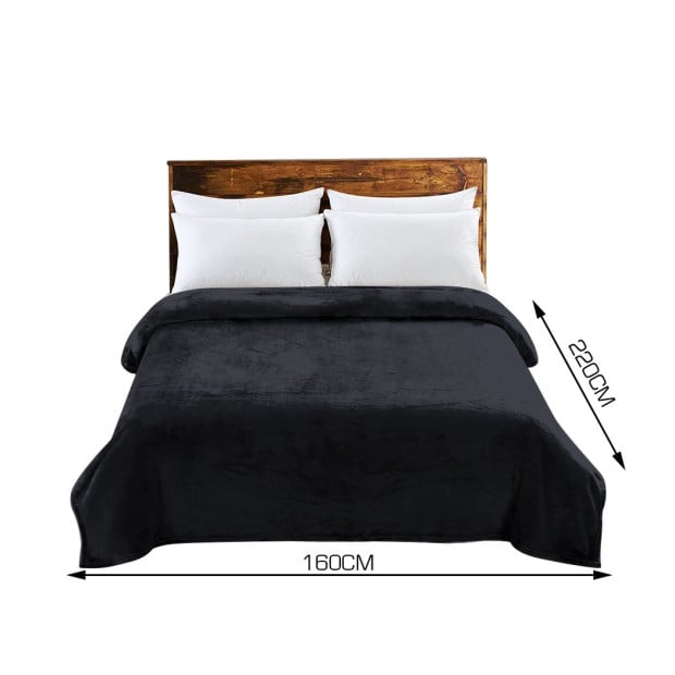 320GSM 220x160cm Ultra Soft Mink Blanket Warm Dark Grey Colour Image 3
