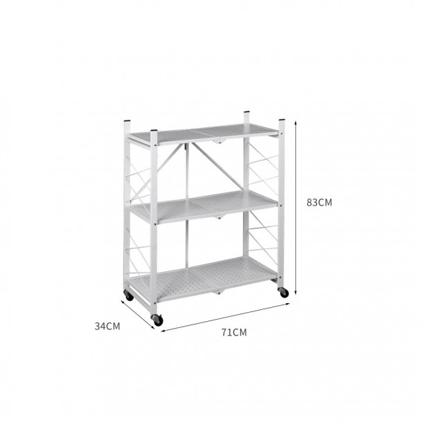Foldable Storage Shelf Display Rack Bookshelf Bookcase Wheel Image 3