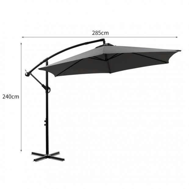 3M Outdoor Umbrella Cantilever Cover Garden Patio Crank Grey Image 3