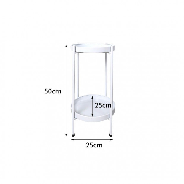 2 Tiers Plant Stand Metal Flower Pot Rack Garden Shelf Outdoor White Image 3