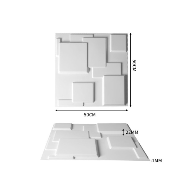 12Pcs 3D PVC Wall Panels Paintable Home Background Decor 50x50cm Square Image 3