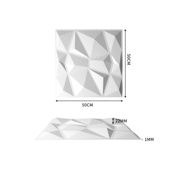 12Pcs 3D PVC Wall Panels Paintable Home Background Decor 50x50cm Triangle Image 3