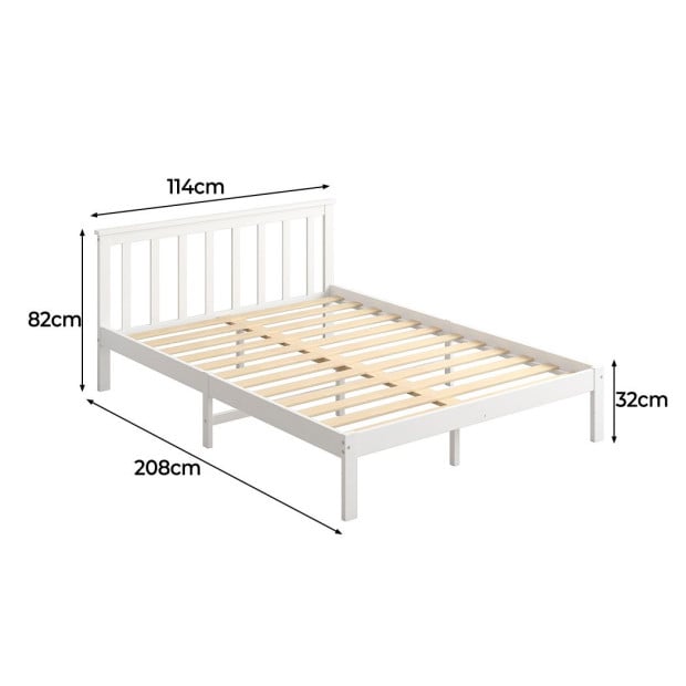 Wooden Bed Frame King Single Full Size Mattress Base Timber White Image 3