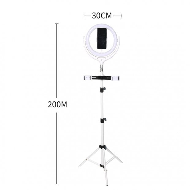 12 LED Ring Light with Tripod Stand Phone Holder Dimmable Selfie Lamp Image 3