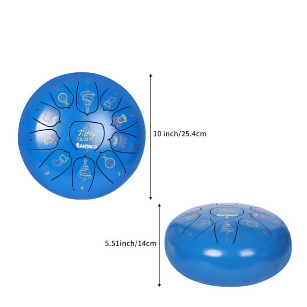 10in Steel Tongue Drum 11 Notes Handpan drum Bag Christmas Gifts Blue Image 3