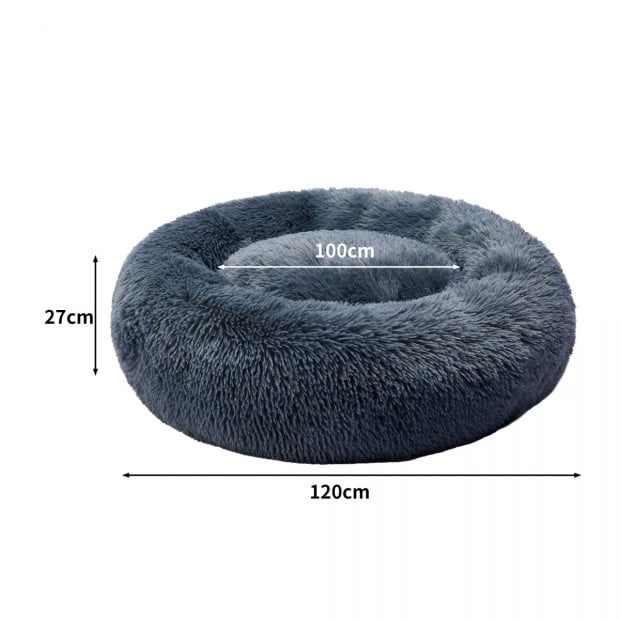 Pet Bed Cat Dog Donut Nest Calming Kennel Sleeping Dark Grey 3XL Image 3