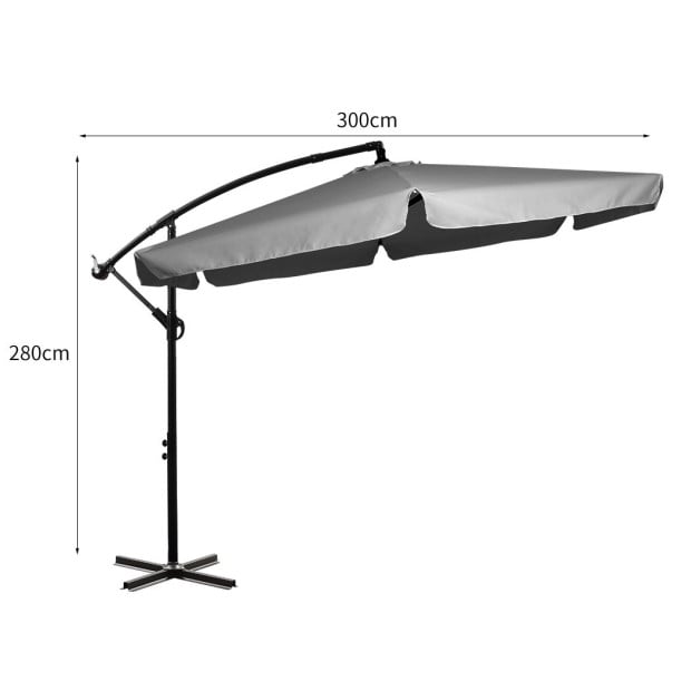 3M Patio Outdoor Umbrella Cantilever Grey Image 3
