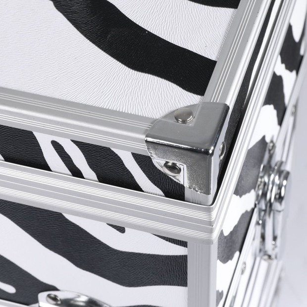 Portable Makeup Case Organiser Box Beauty Travel Suitcase 5 in 1 Zebra Image 4