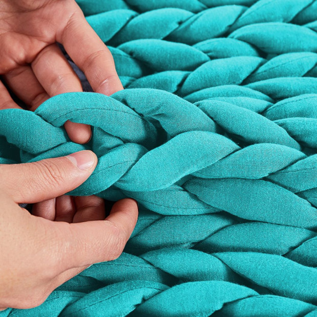 Knitted Weighted Blanket Knit Throw Blanket 3KG Blue Green Image 4