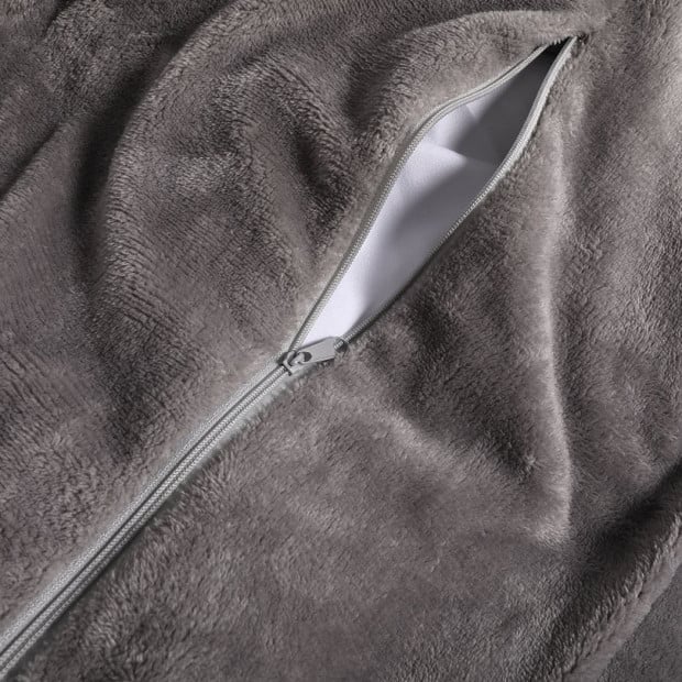 Luxury Flannel Quilt Cover with Pillowcase Silver Grey Super King Image 4