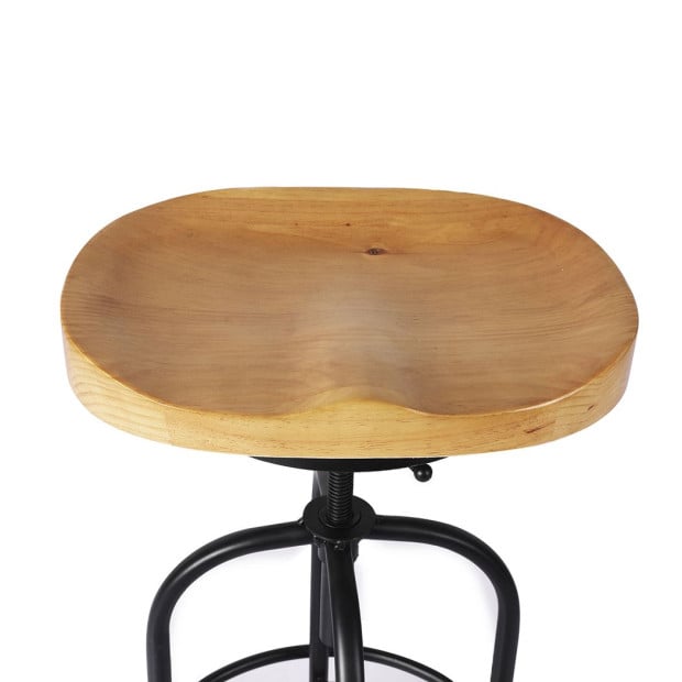 Industrial Bar Stools Kitchen Stool Wooden Swivel Vintage Chair Image 4