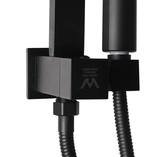 Rain Shower Head Set Black Brass Taps Mixer Handheld High Pressure Image 4