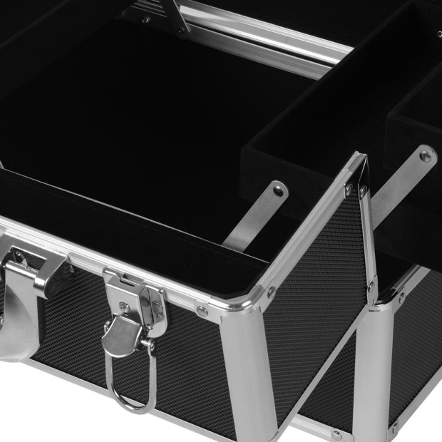 Makeup Case Professional Makeup Organiser 7 in 1 Trolley Black White Image 4