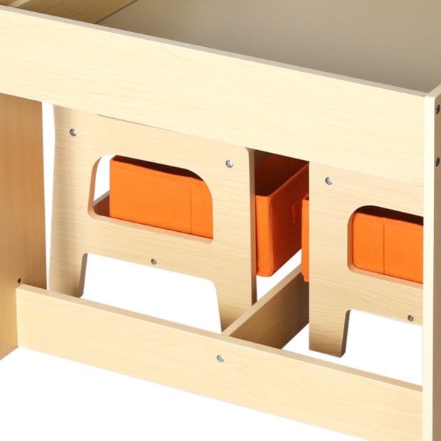 Kids Table and Chairs Set Storage Box Toys Play Desk Wooden Study Image 4