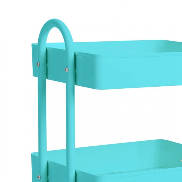 3 Tiers Kitchen Trolley Cart Steel Rack Shelf Organiser Wheels Blue Image 4