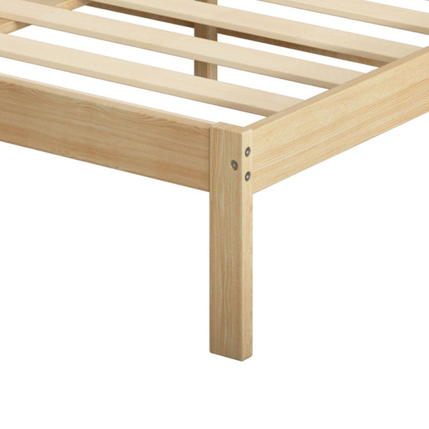 Wooden Bed Frame Double Size Mattress Base Solid Natural Image 4