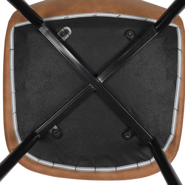 4x Dining Chairs Kitchen Table Lounge Room Padded Seat PU Leather - Brown Image 4