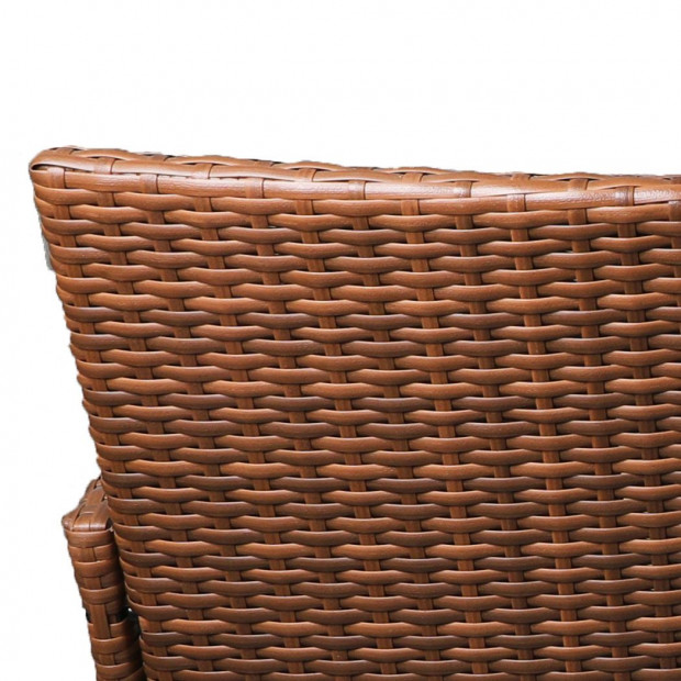 Outdoor Furniture Garden 3 Pcs Chair Table Rattan Wicker Seat Brown Image 4