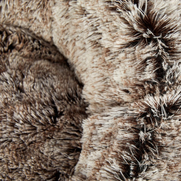 Pet Bed Cat Dog Donut Nest Calming Mat Soft Plush Kennel Brown Size M Image 4