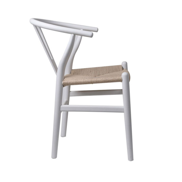 Set of 2 Dining Chairs Rattan Seat Side Wood Furniture White Image 4