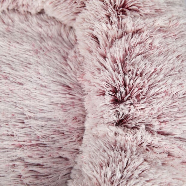 Pet Bed Cat Dog Donut Nest Calming Mat Soft Plush Kennel Pink M Image 4