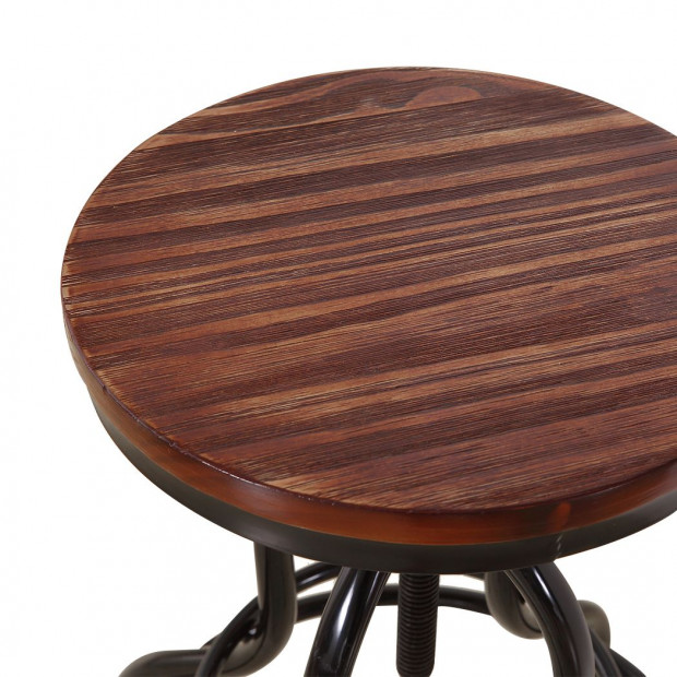 4x Industrial Bar Stools Kitchen Stool Wooden Barstools Swivel Chair Image 4