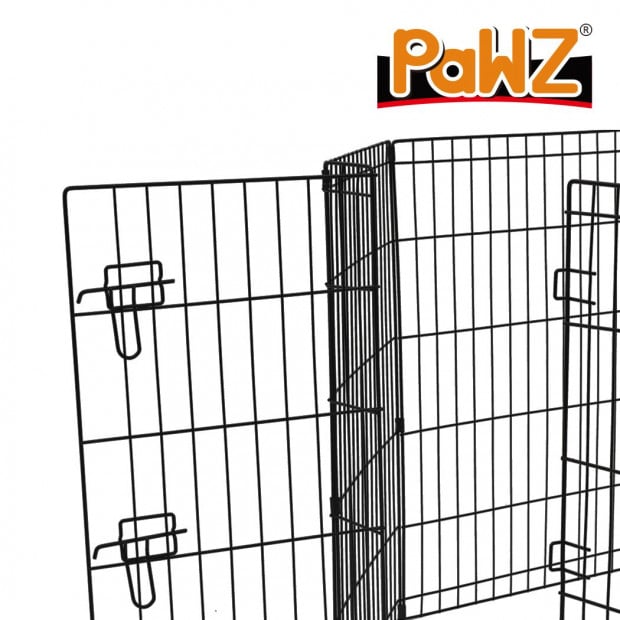 Pet Dog Playpen Puppy 8 Panel Enclosure Fence Black With Door 36in Image 4