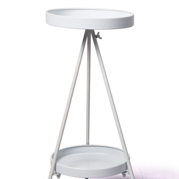 Plant Stand 2 Tiers Outdoor Indoor Metal Flower Pots Rack Garden Pink Image 4