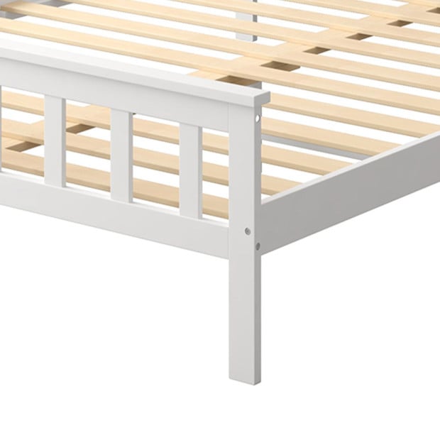 Wooden Bed Frame Double Size Mattress Base White Image 4