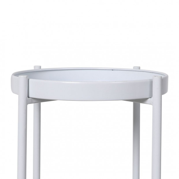 2 Tiers Plant Stand Metal Flower Pot Rack Garden Shelf Outdoor White Image 4