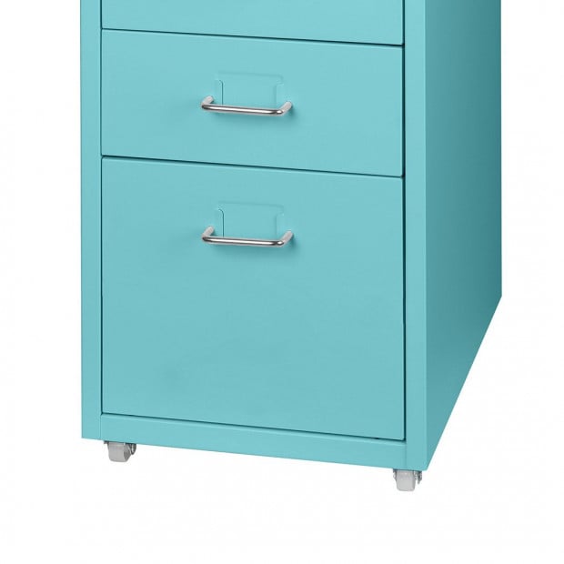 5 Drawers Portable Cabinet Rack Storage Steel Stackable Blue Image 4