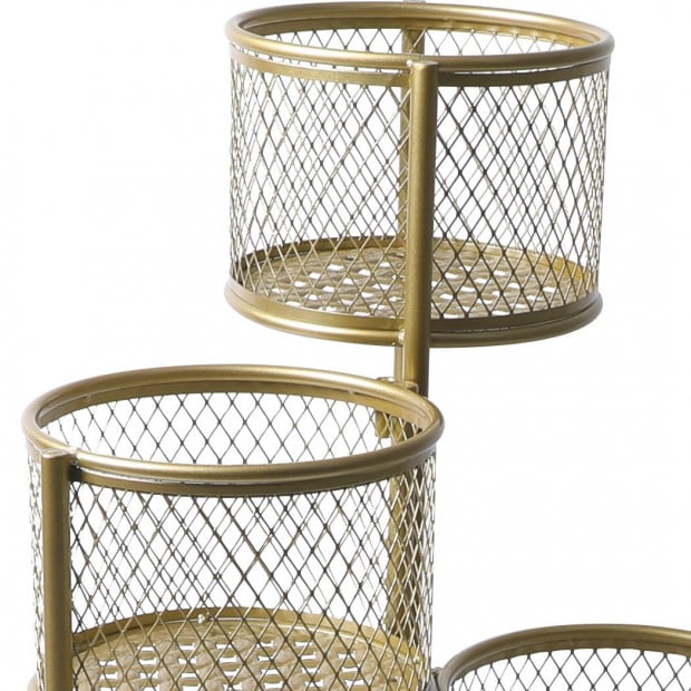 6 Tier Plant Stand Swivel Metal Stands Flower Shelf Gold Garden Image 4