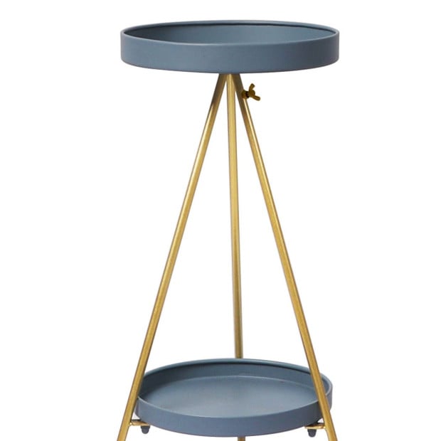 Plant Stand 2 Tiers Outdoor Indoor Metal Flower Pots Rack Garden Gold Image 4