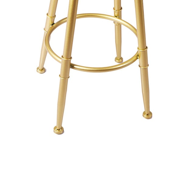 1x Bar Stools Kitchen Stool Chair Swivel Barstools Golden Frame with White Velvet Padded Seat Image 4