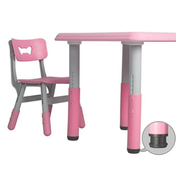 Kids Table and Chair Children Furniture Play Study Desk Set Pink Image 4