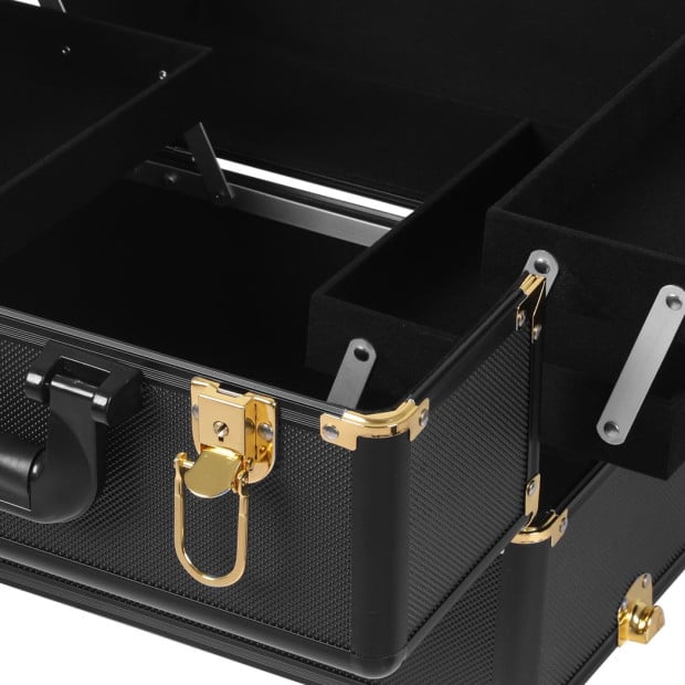 Makeup Case Professional Makeup Organiser 7 in 1 Trolley Black Gold Image 4