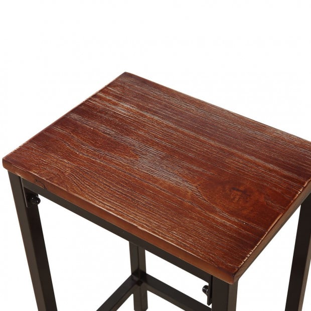 2x Bar Stools Stool Kitchen Wooden Black Chair Dining Metal Barstools Image 4