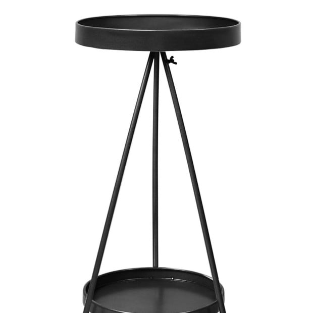 Plant Stand 2 Tiers Outdoor Indoor Metal Flower Pots Rack Garden Black Image 4