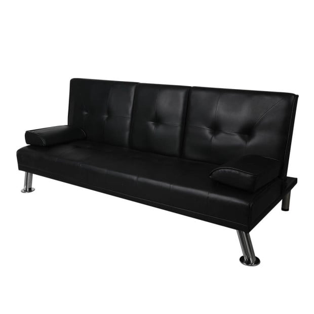 Adjustable Sofa Bed Lounge Leather Beds 3 Seater Recliner Black Image 6