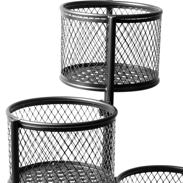 6 Tier Plant Stand Swivel Outdoor Indoor Metal Stands Garden Black Image 8