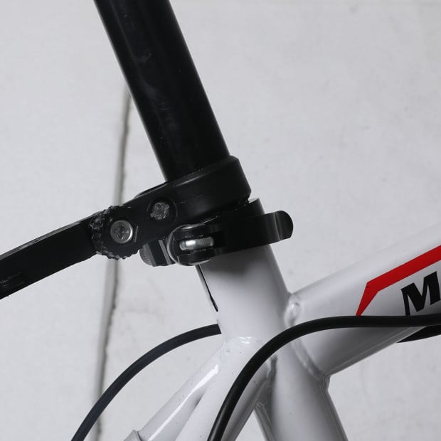 29in Bicycle White Racing Bike 21 Speed Dual Disc Brake Carbon Steel Image 4