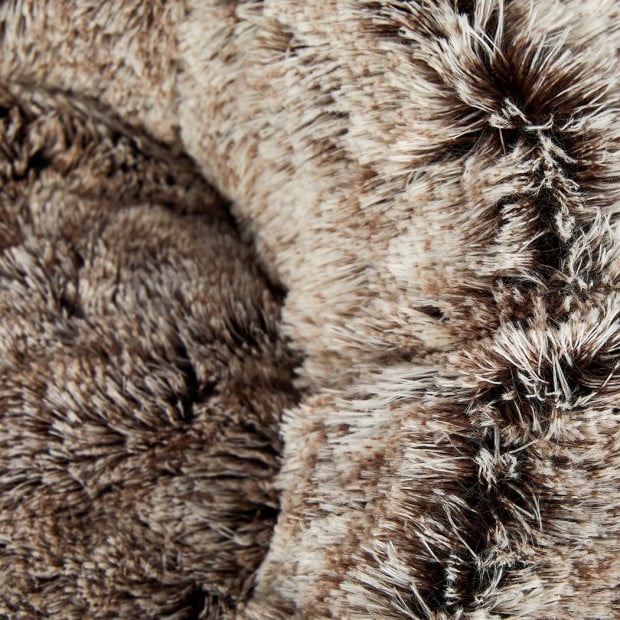 Pet Bed Cat Dog Donut Nest Calming Mat Soft Plush Kennel Coffee M Image 4