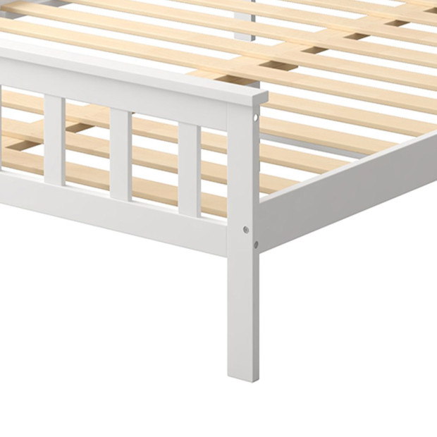 Wooden Bed Frame Queen Size Mattress Base White Image 4
