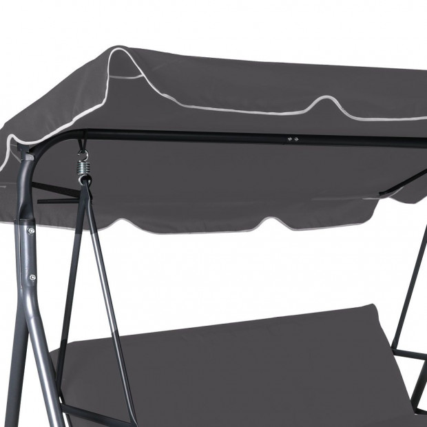 Swing Chair Hammock Outdoor Furniture Garden Canopy 3 Seater Grey Image 4